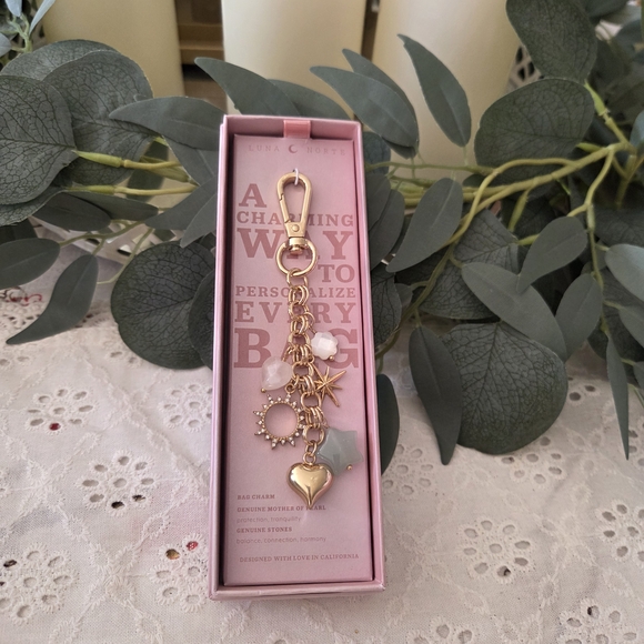 Luna Norte Accessories - Chic Gold Keychain with Charms